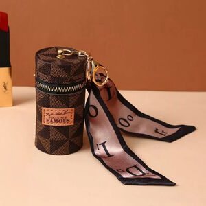 Lipstick Bag Keychain In Brown